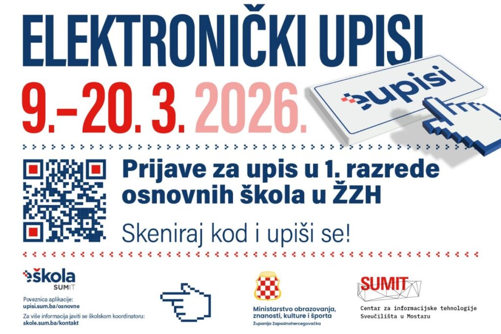 Elektronički upisi u prve razrede osnovnih škola u ZŽH